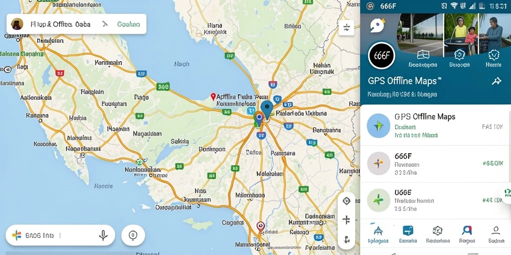Tampilan antarmuka aplikasi GPS Offline Maps 666F yang intuitif dan mudah digunakan.