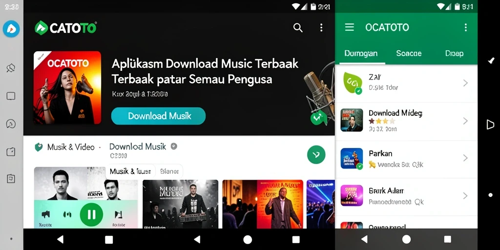Tampilan antarmuka OCATOTO yang memudahkan pengunduhan musik favorit.