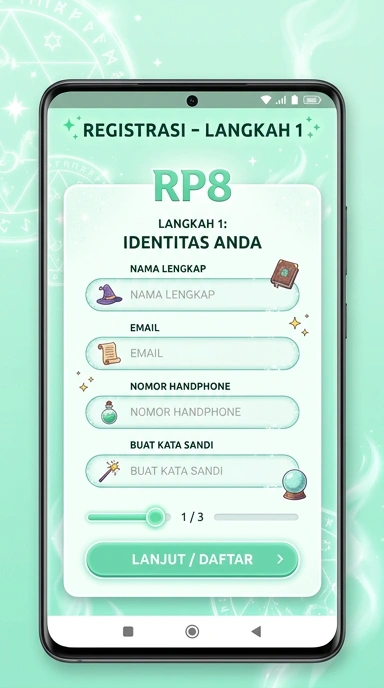 Tampilan halaman daftar rp8